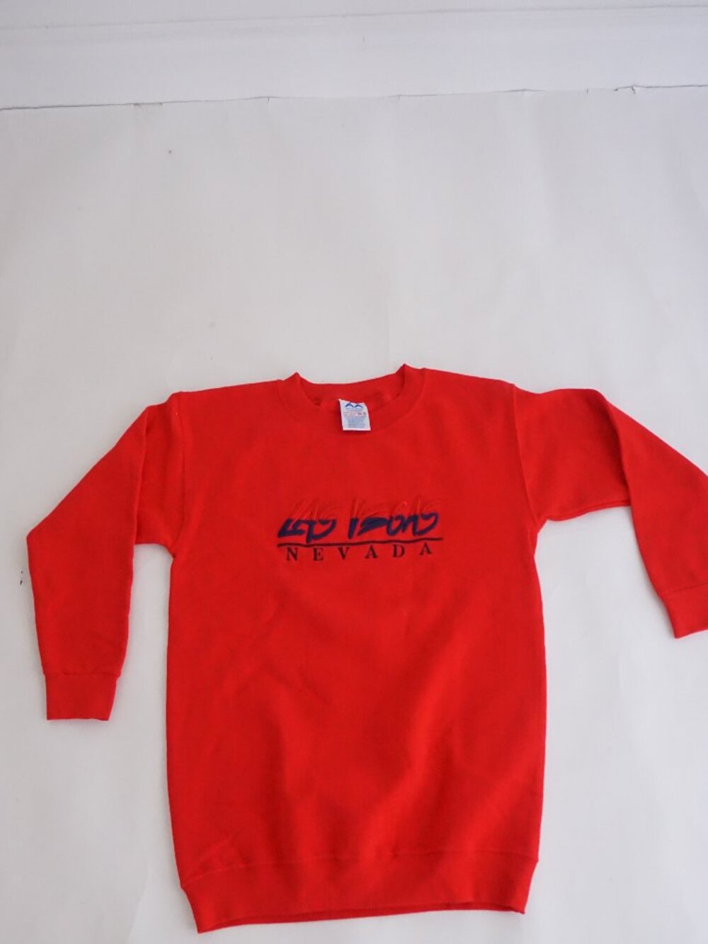 Vintage Alstyle Red Navy Las Vegas Nevada Embroidered Script Souvenir Sweater S